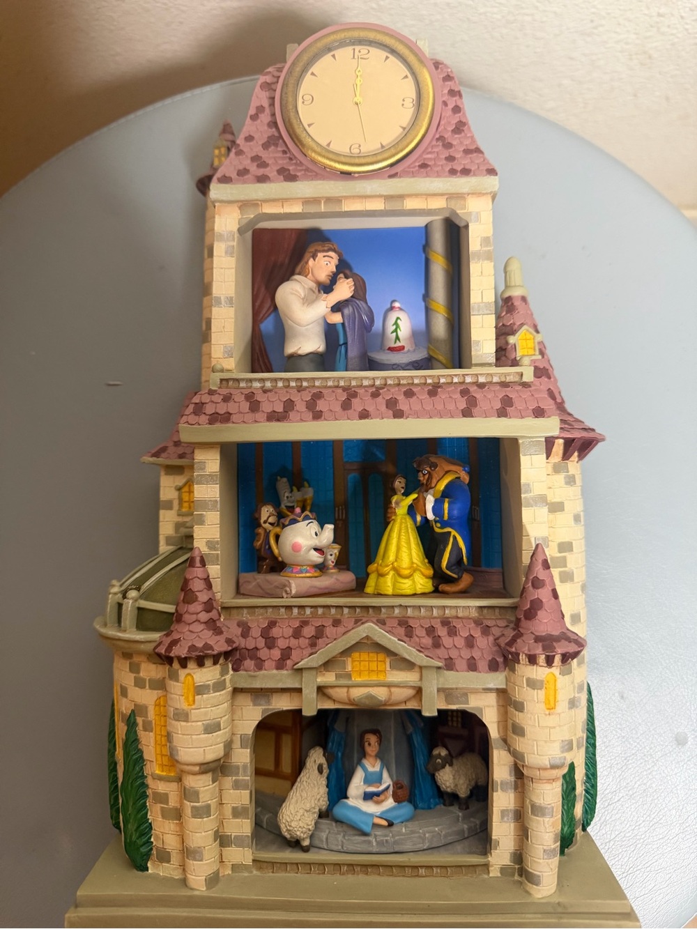 Belle & Beast Castle Musical Figurine - Pink Roof
